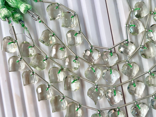 Green Amethyst Heart cut briolette beads