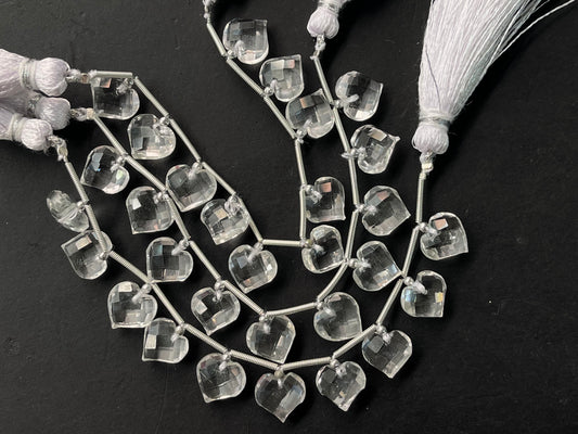 Crystal Quartz Heart cut briolette beads