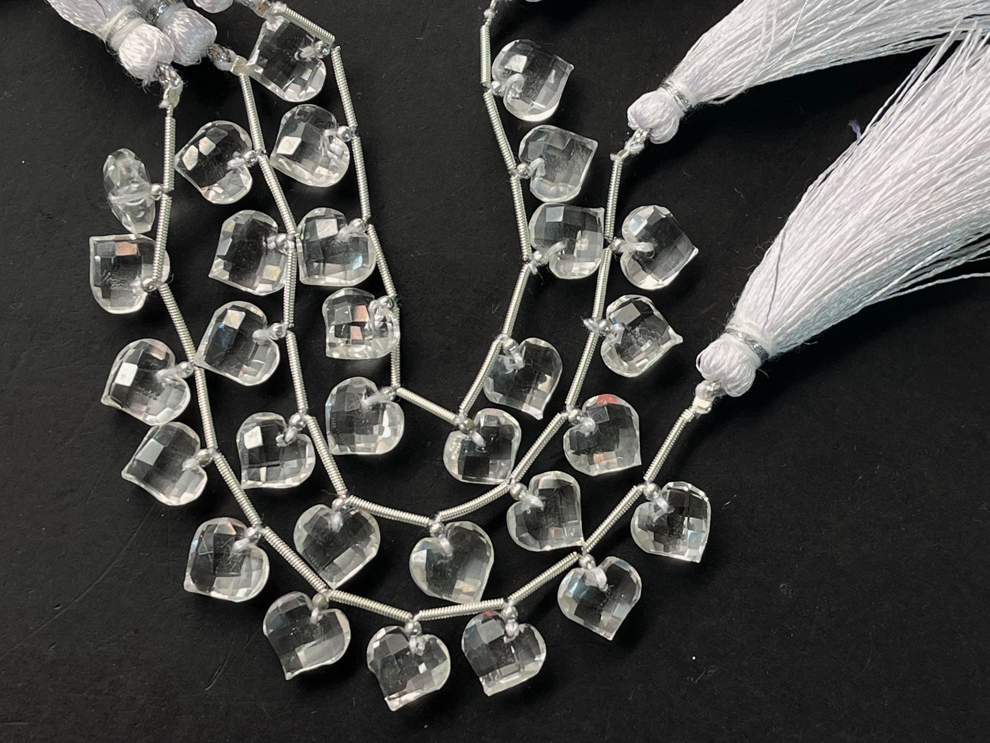 Crystal Quartz Heart cut briolette beads