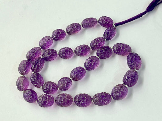 Amethyst Flower carved Tumble Beads