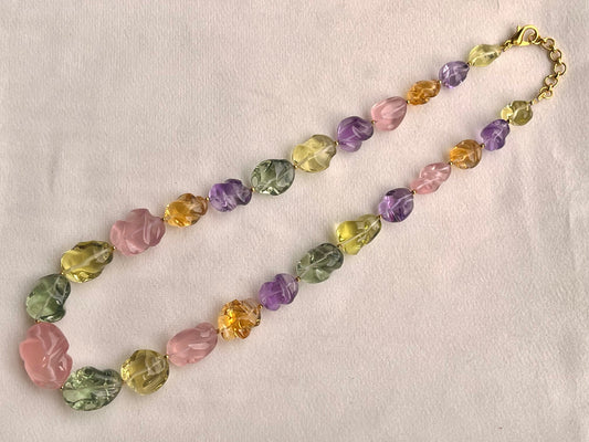 Natural Mix Gemstone Smooth Polished Tumbles Necklace