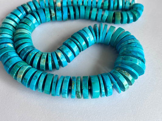 Blue Turquoise Smooth Heishi Tyre Shape Beads