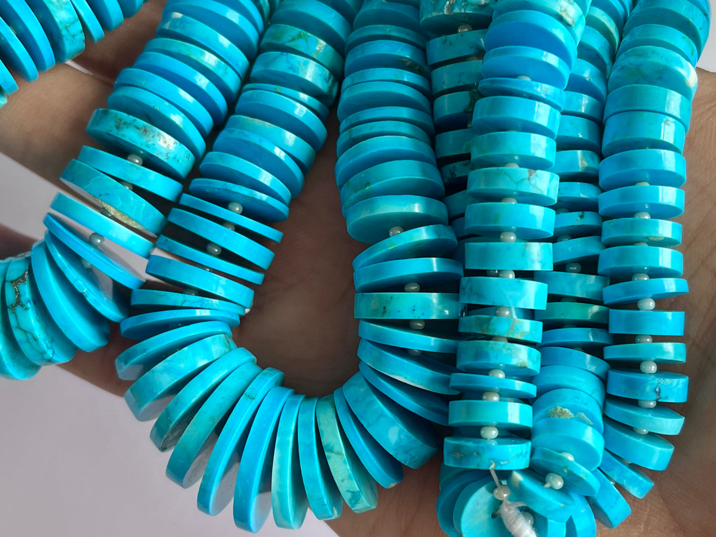 Blue Turquoise Smooth Heishi Tyre Shape Beads