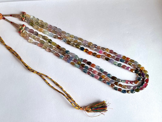 Multi Sapphire Smooth Oval Beads