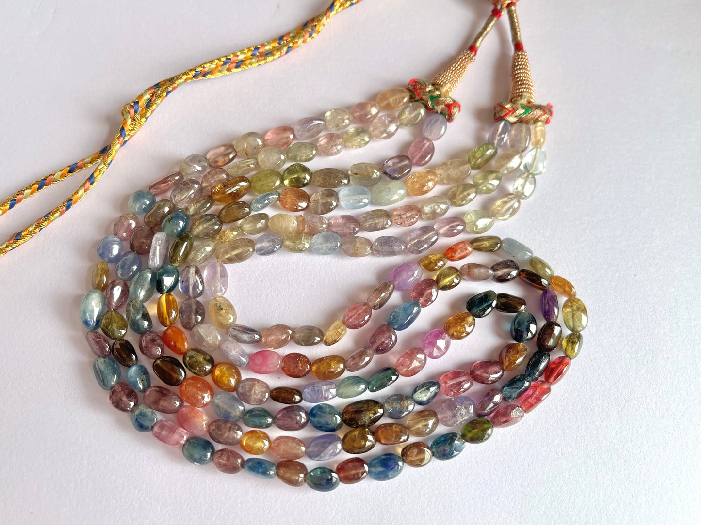 Multi Sapphire Smooth Oval Beads