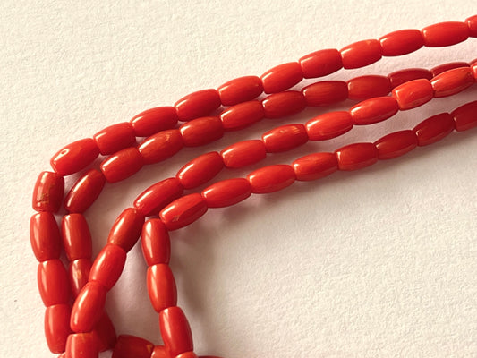 Natural Italian Coral Barrel Shape Beads
