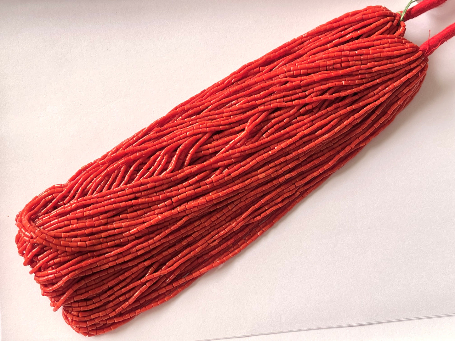 AAA Natural Italian Coral Pipe Shape Beads