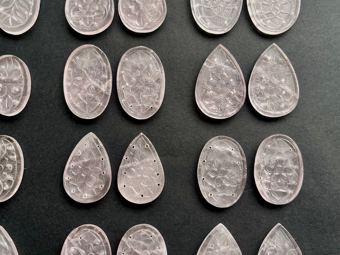 Natural Rose Quartz Carved Pair