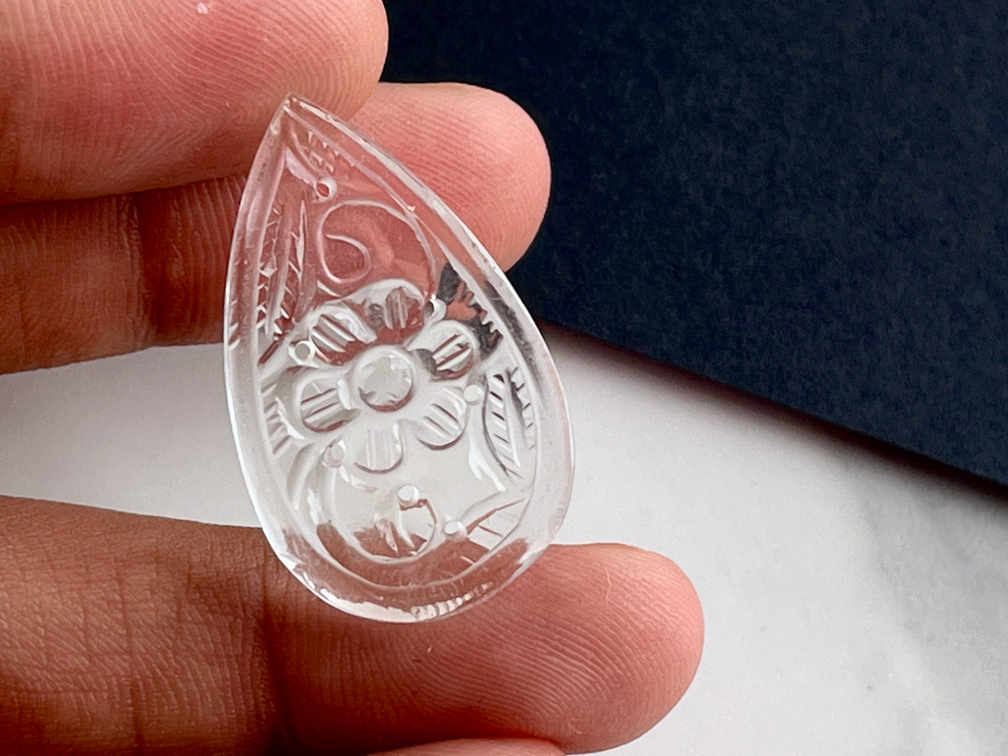 Natural Crystal Quartz Carved Pair