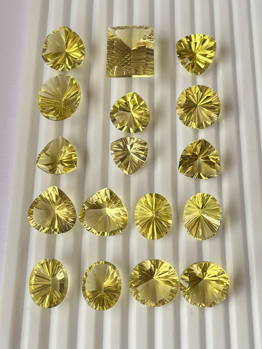 Lemon Green Gold Concave cut loose gemstones