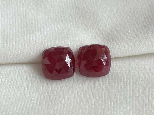 Ruby Cushion Shape Faceted Pair