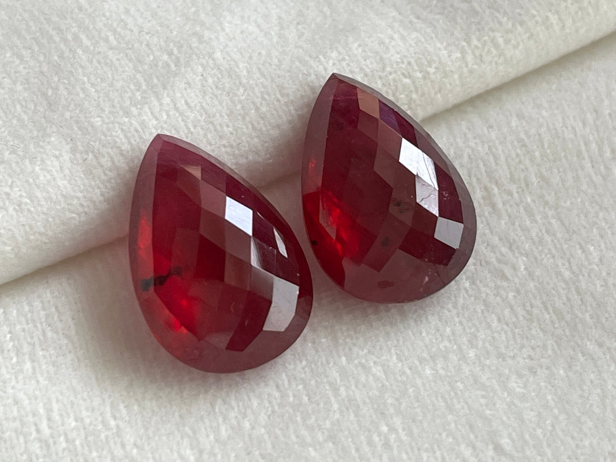 Ruby Pear Briolette Pair