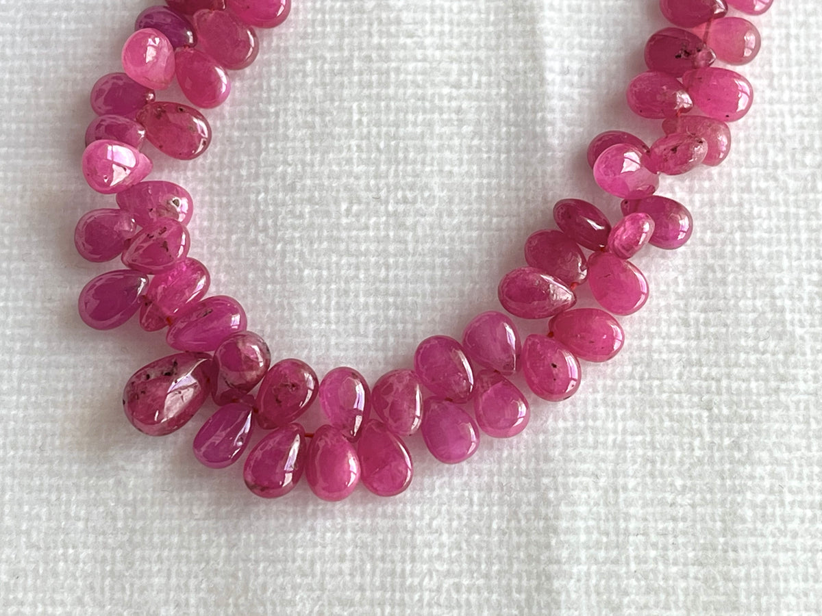 Ruby (Jhonson Mines) smooth pear beads