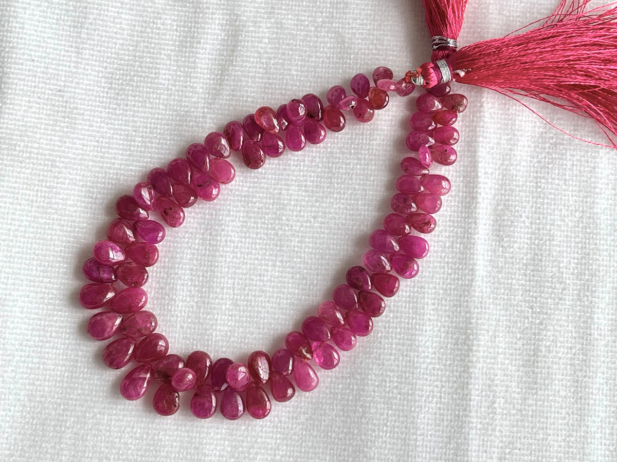 Ruby (Jhonson Mines) smooth pear beads