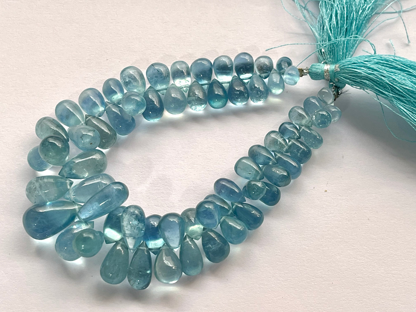 Aquamarine Smooth Teardrops Beads