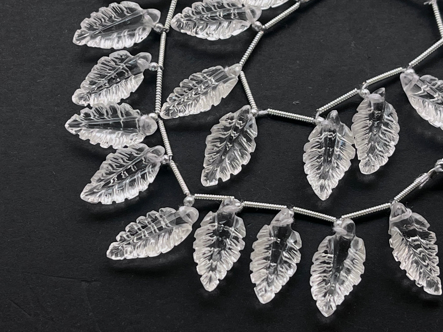 Crystal Leaf Carving Beads