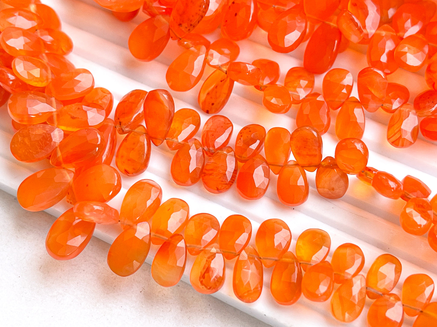 Natural Orange Carnelian Pear shape faceted briolette beads