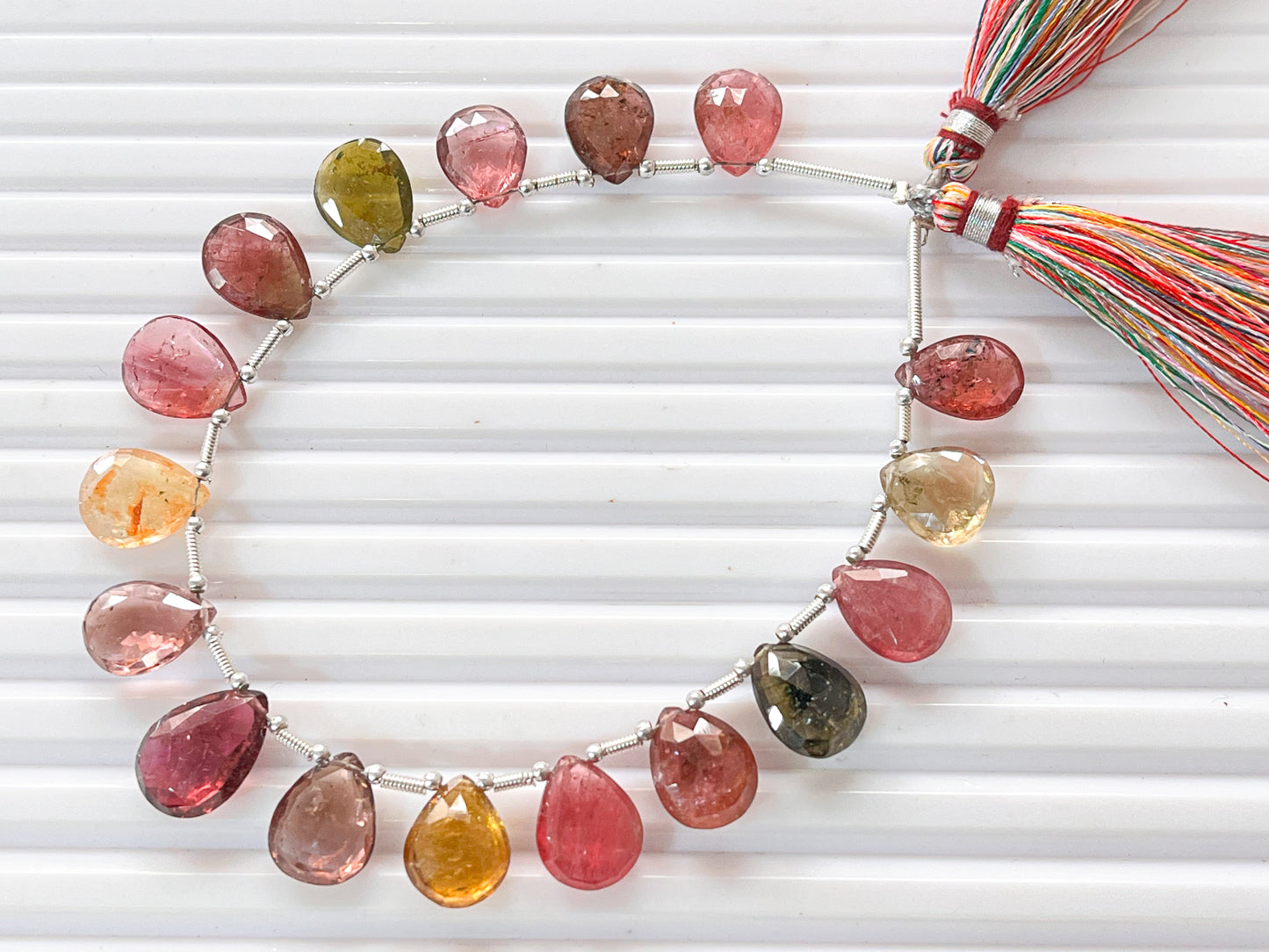 Multi Tourmaline Pear shape faceted Briolette beads