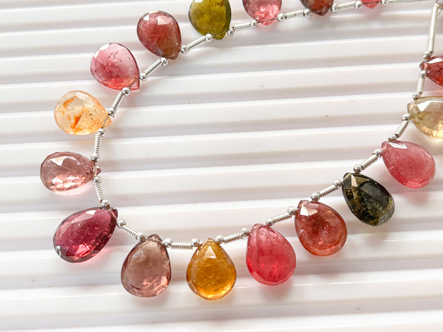 Multi Tourmaline Pear shape faceted Briolette beads