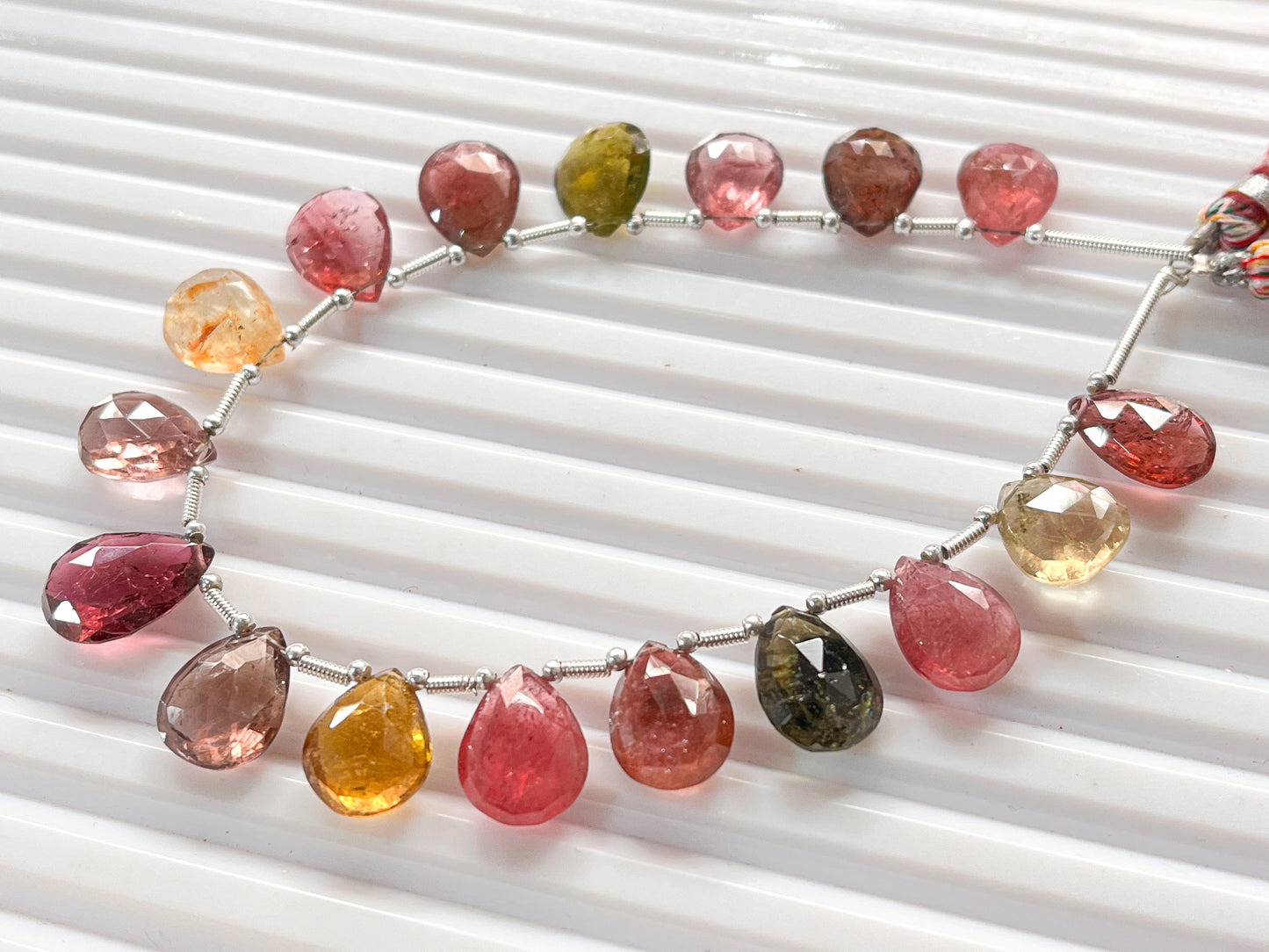 Multi Tourmaline Pear shape faceted Briolette beads