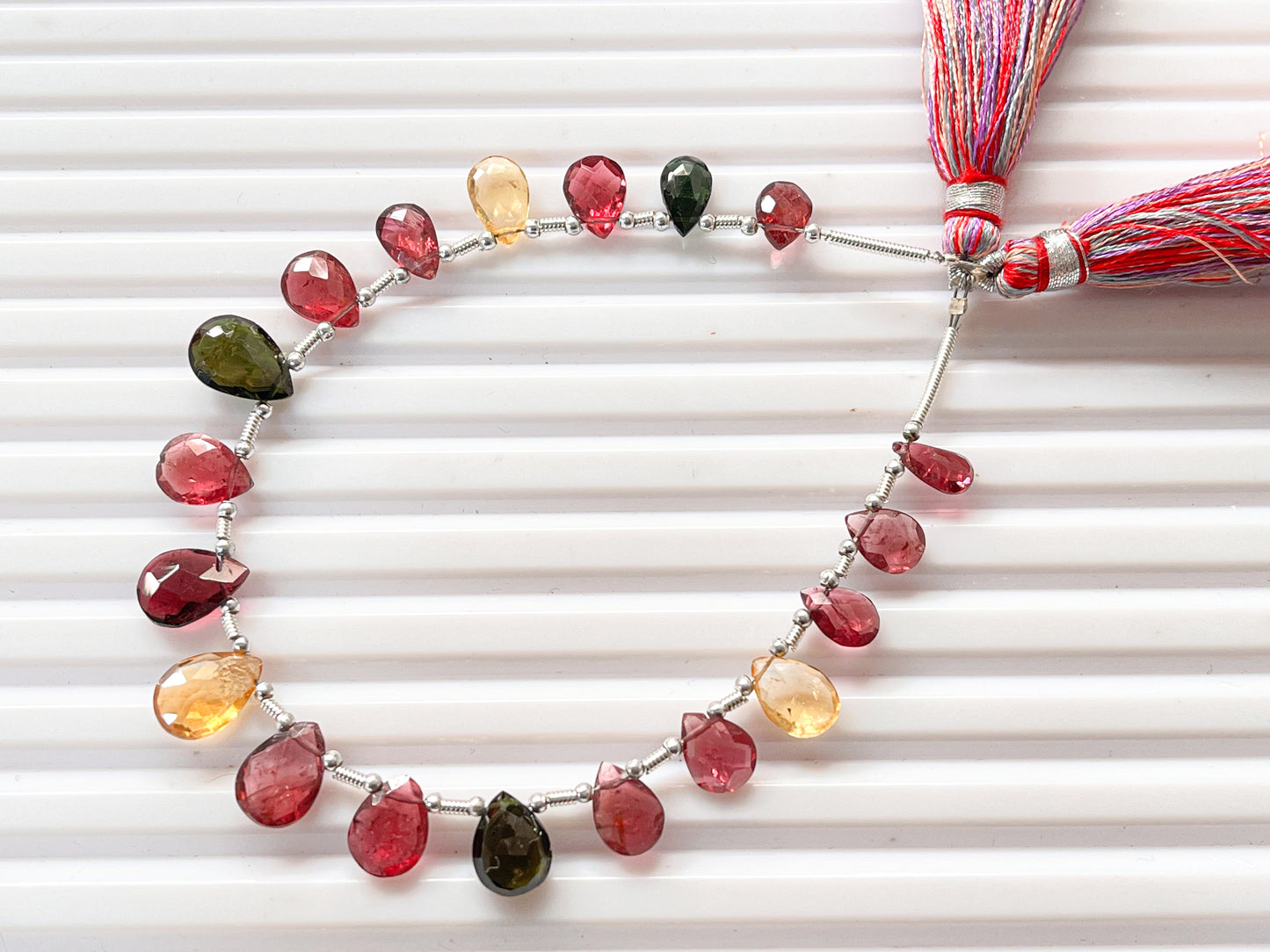 Multi Tourmaline Pear shape faceted Briolette beads