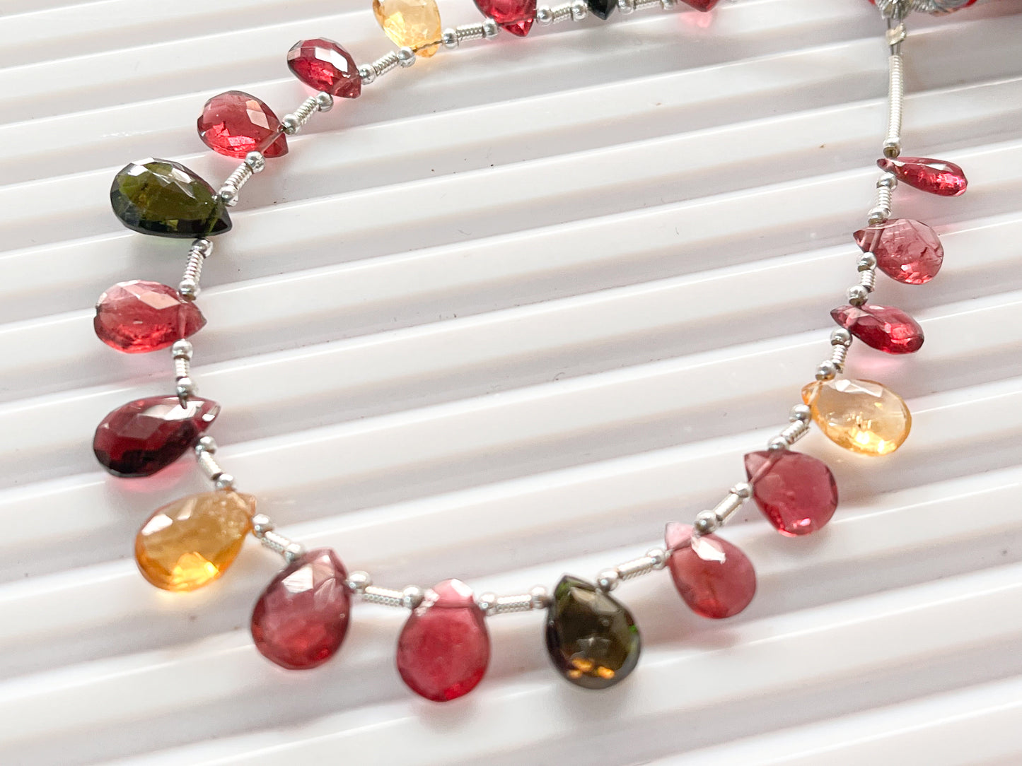 Multi Tourmaline Pear shape faceted Briolette beads