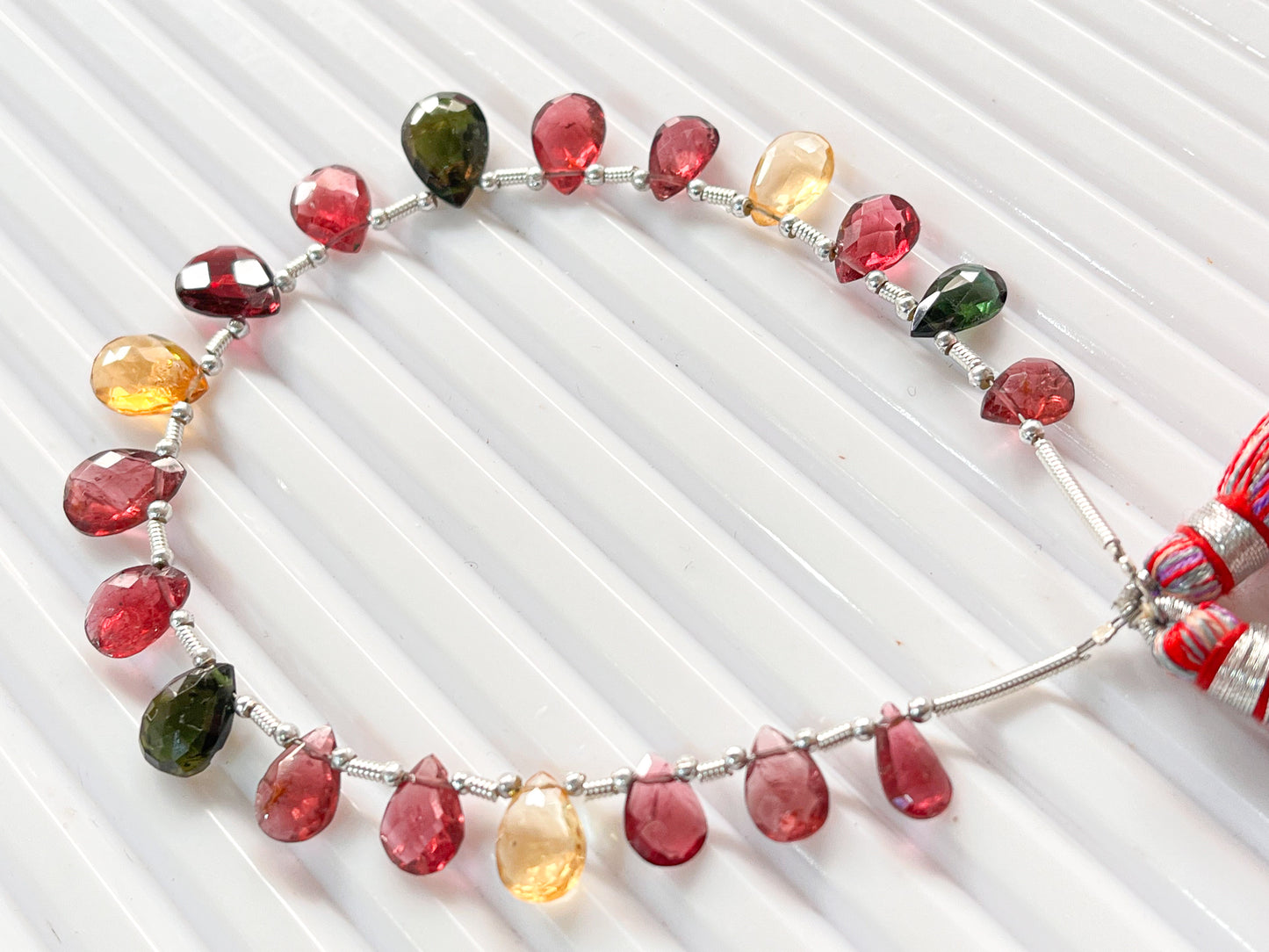 Multi Tourmaline Pear shape faceted Briolette beads