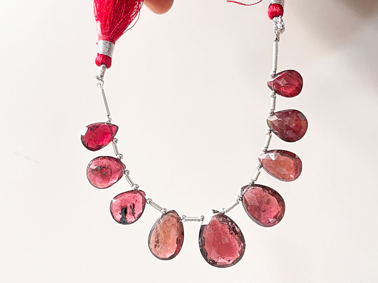 Rubellite Tourmaline Pear shape faceted Briolette beads