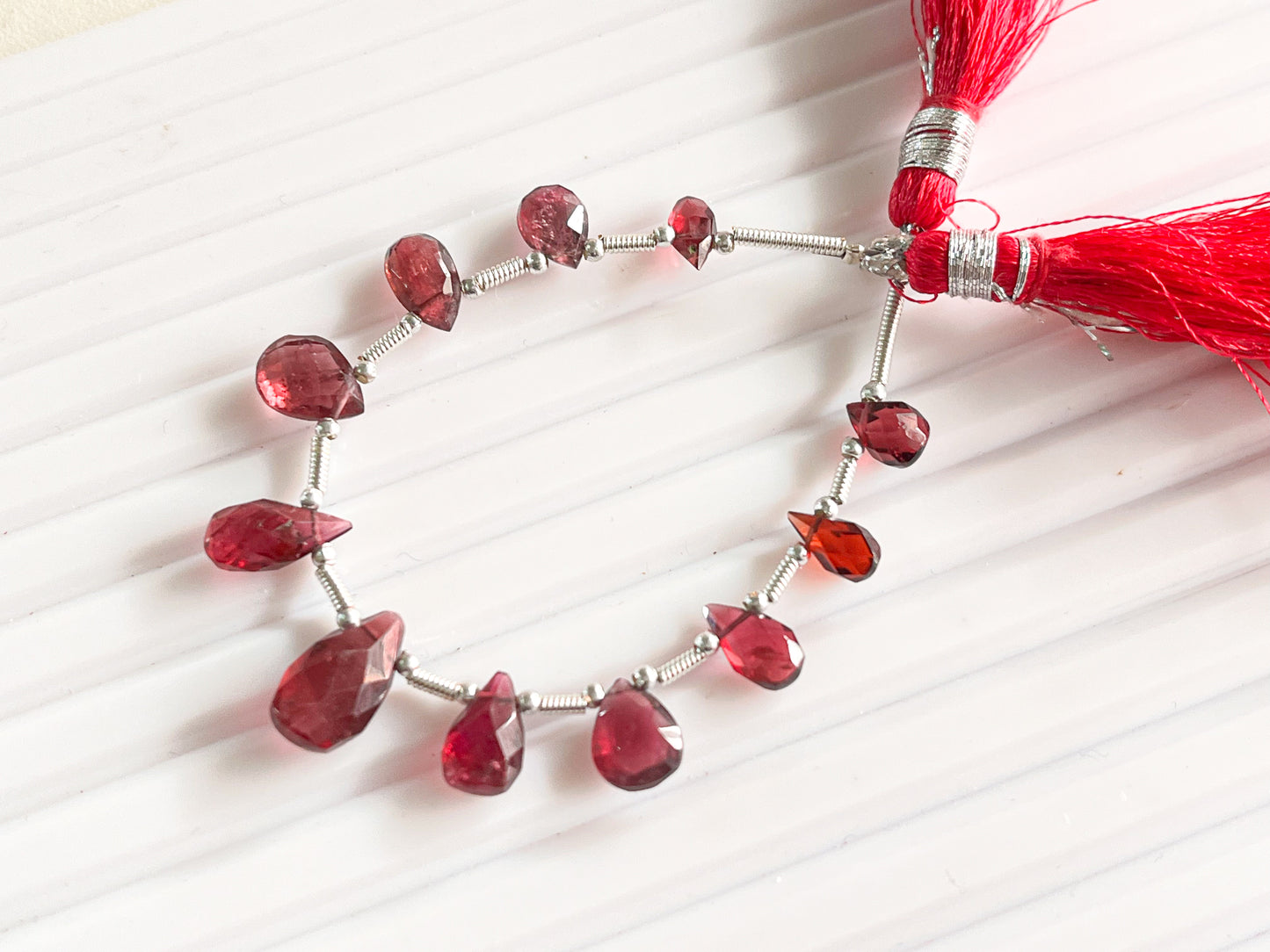 Rubellite Tourmaline Pear shape faceted Briolette beads