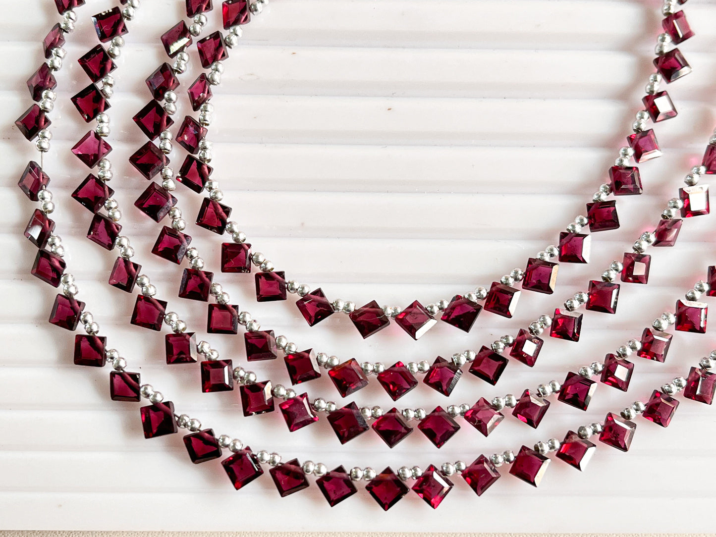 Diamond Shape! Rhodolite Garnet Cut stone Beads