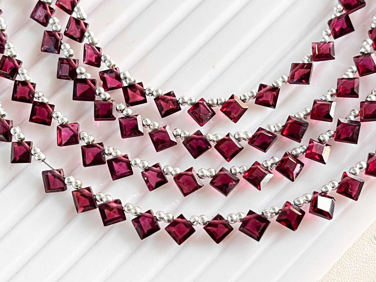 Diamond Shape! Rhodolite Garnet Cut stone Beads