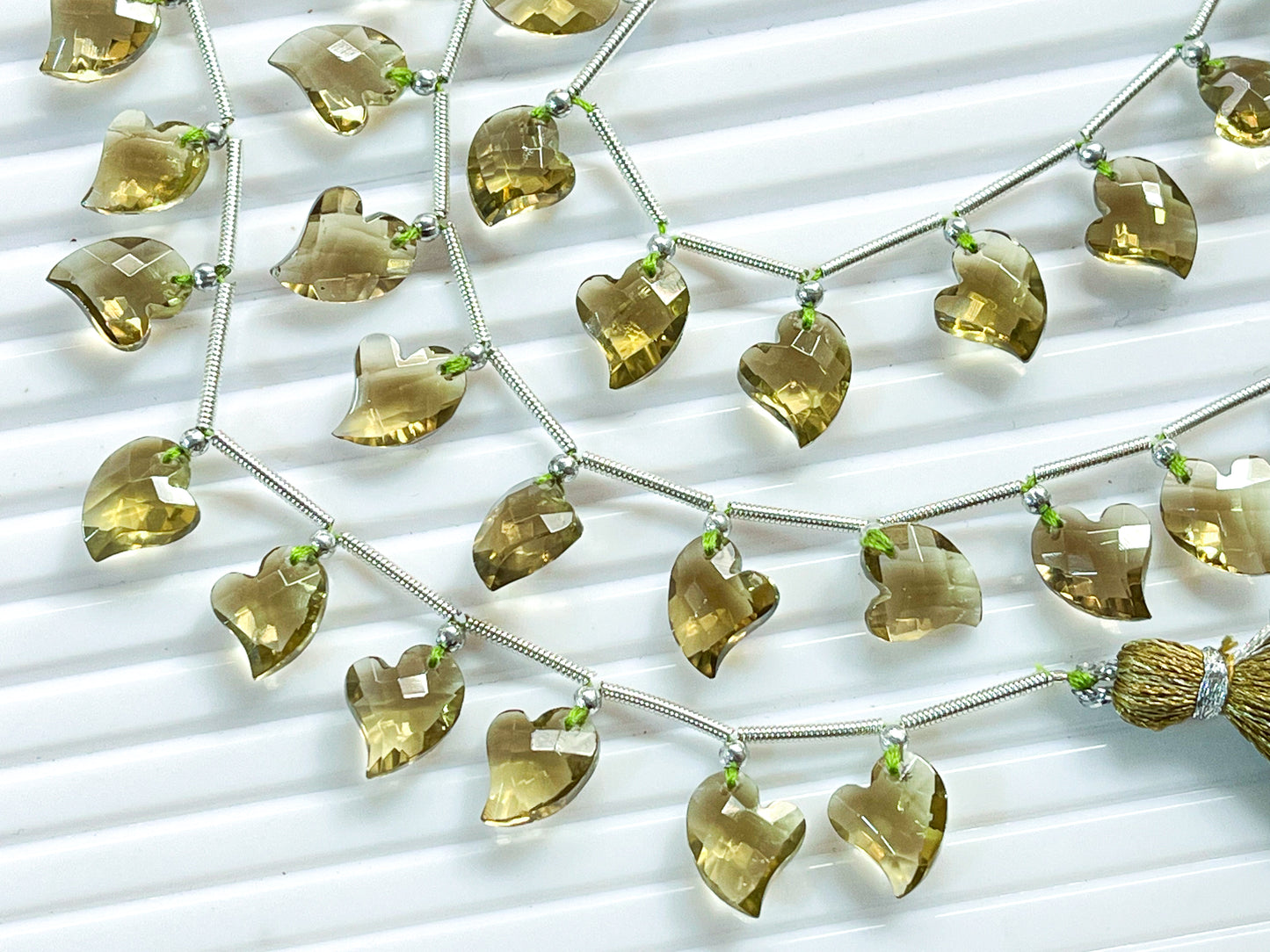 Olive Quartz Gemstone Twisted Heart