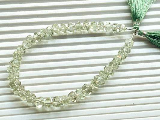 Green Amethyst Uneven Shape Tumble Faceted Beads