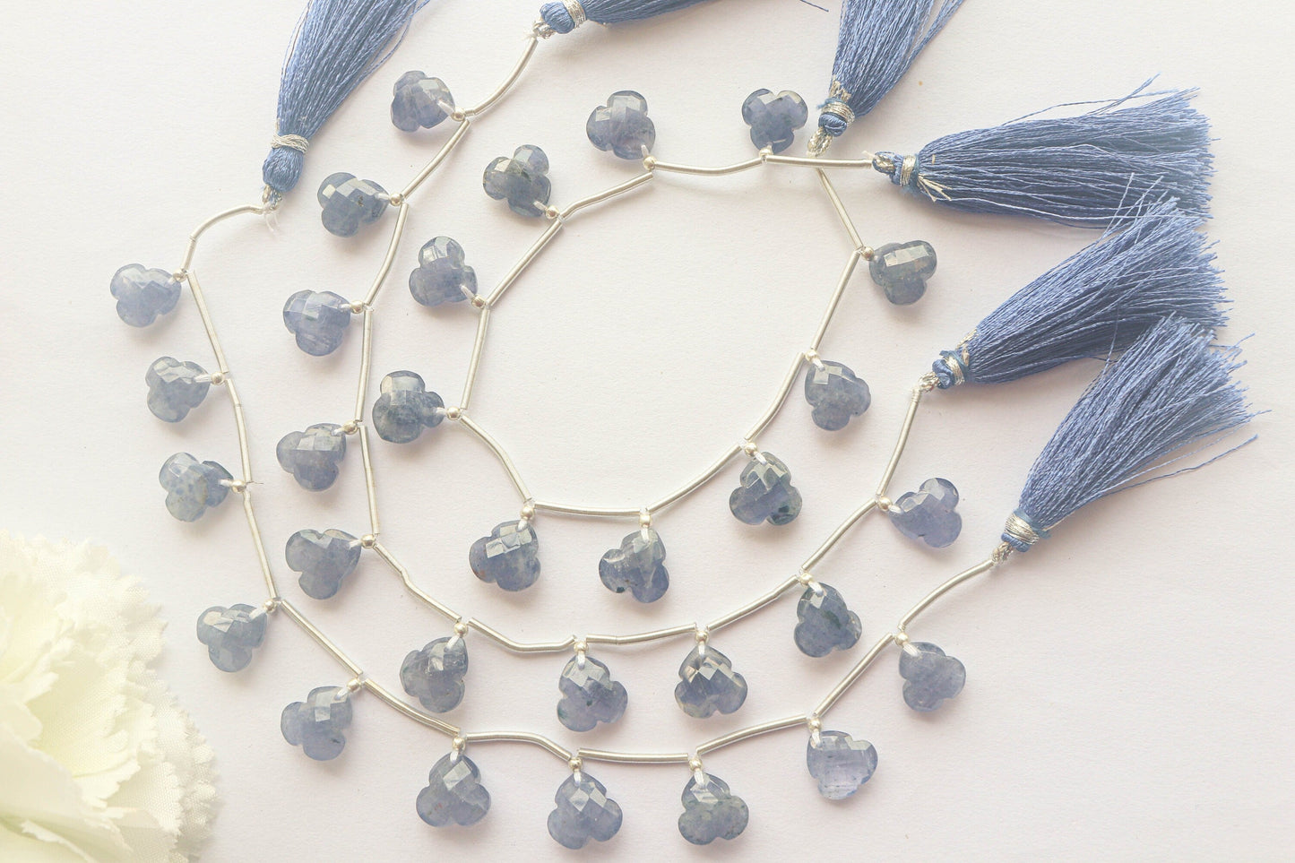 Iolite Flower shape Faceted Beads | 8 Inch String | Natural Gemstone | 10 Pieces | 11x11mm | Beadsforyourjewelry Beadsforyourjewelry