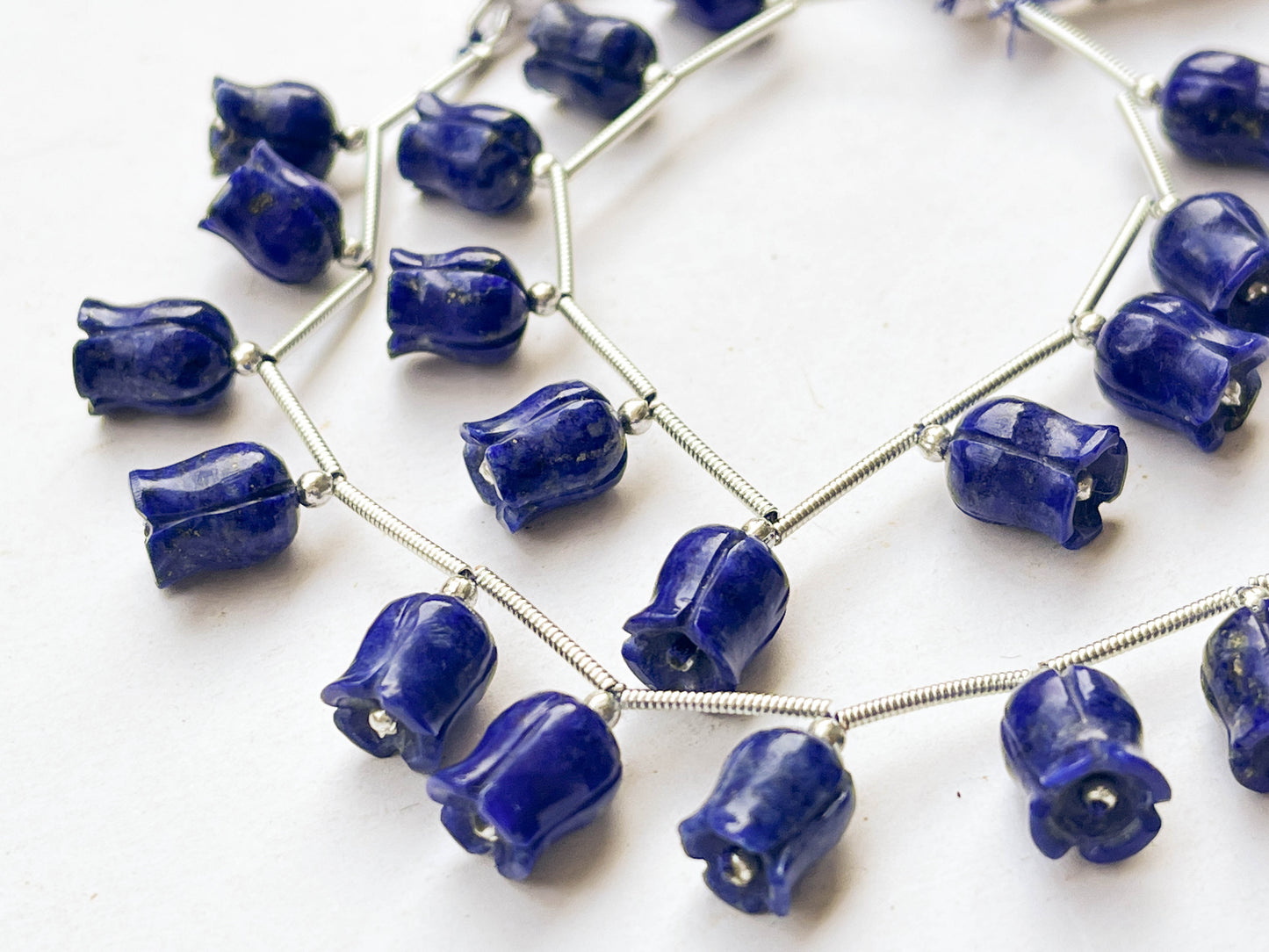 Lapis Lazuli flower carving Lily of the valley shape beads Beadsforyourjewelry
