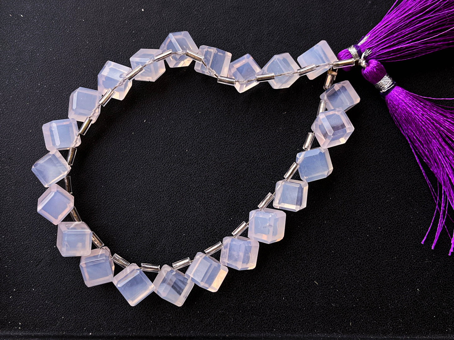Lavender Quartz Gemstone Faceted Cube Shape Side Drill Beads Beadsforyourjewelry