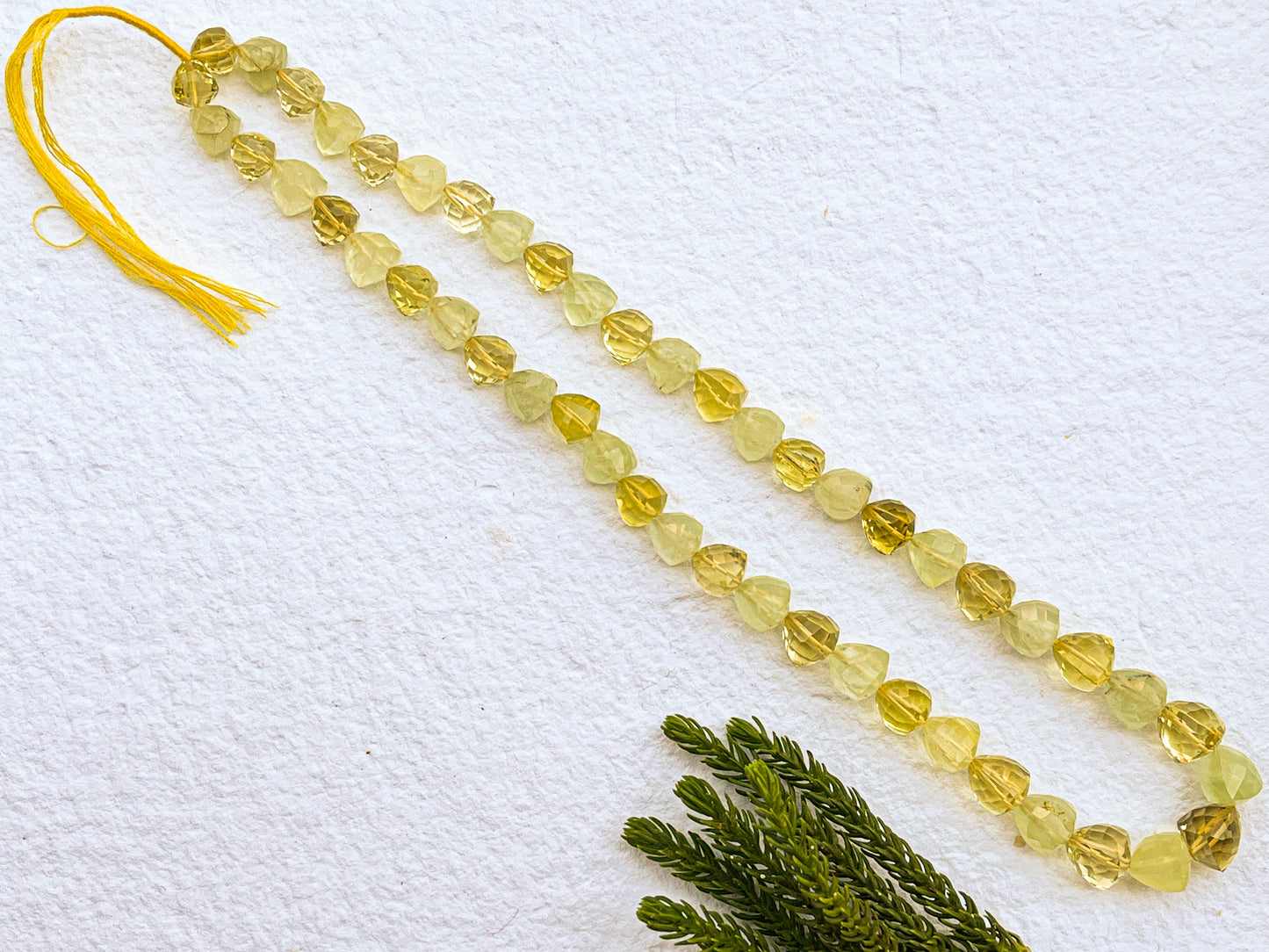Lemon Green Gold and Prehnite Trillion Shape Faceted beads Beadsforyourjewelry