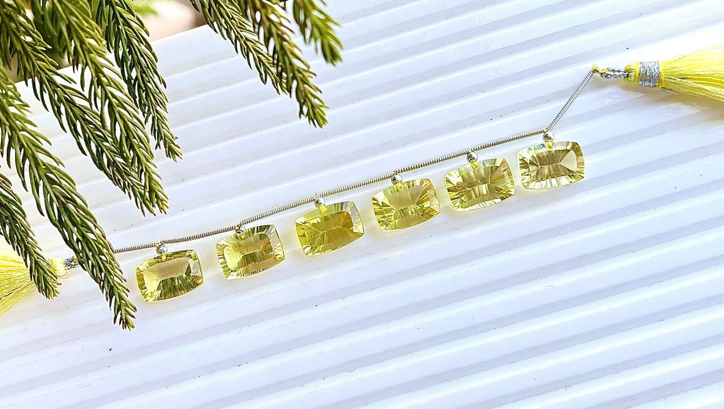Lemon Quartz Baguette Cushion Shape Concave Cut Beads Beadsforyourjewelry