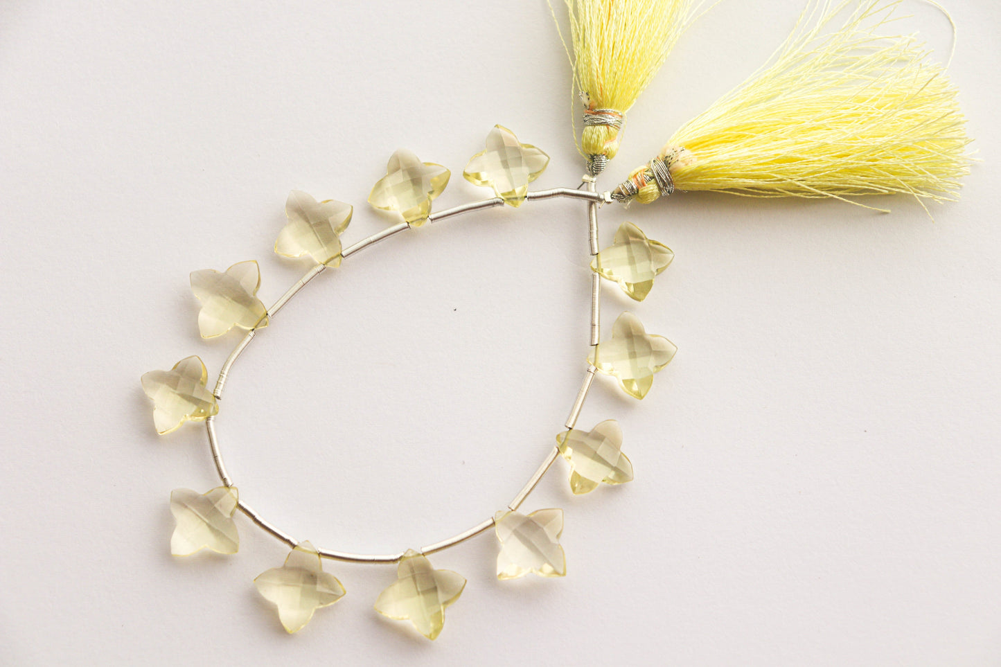 Lemon Quartz Briolette Faceted Flower Shape Beadsforyourjewelry