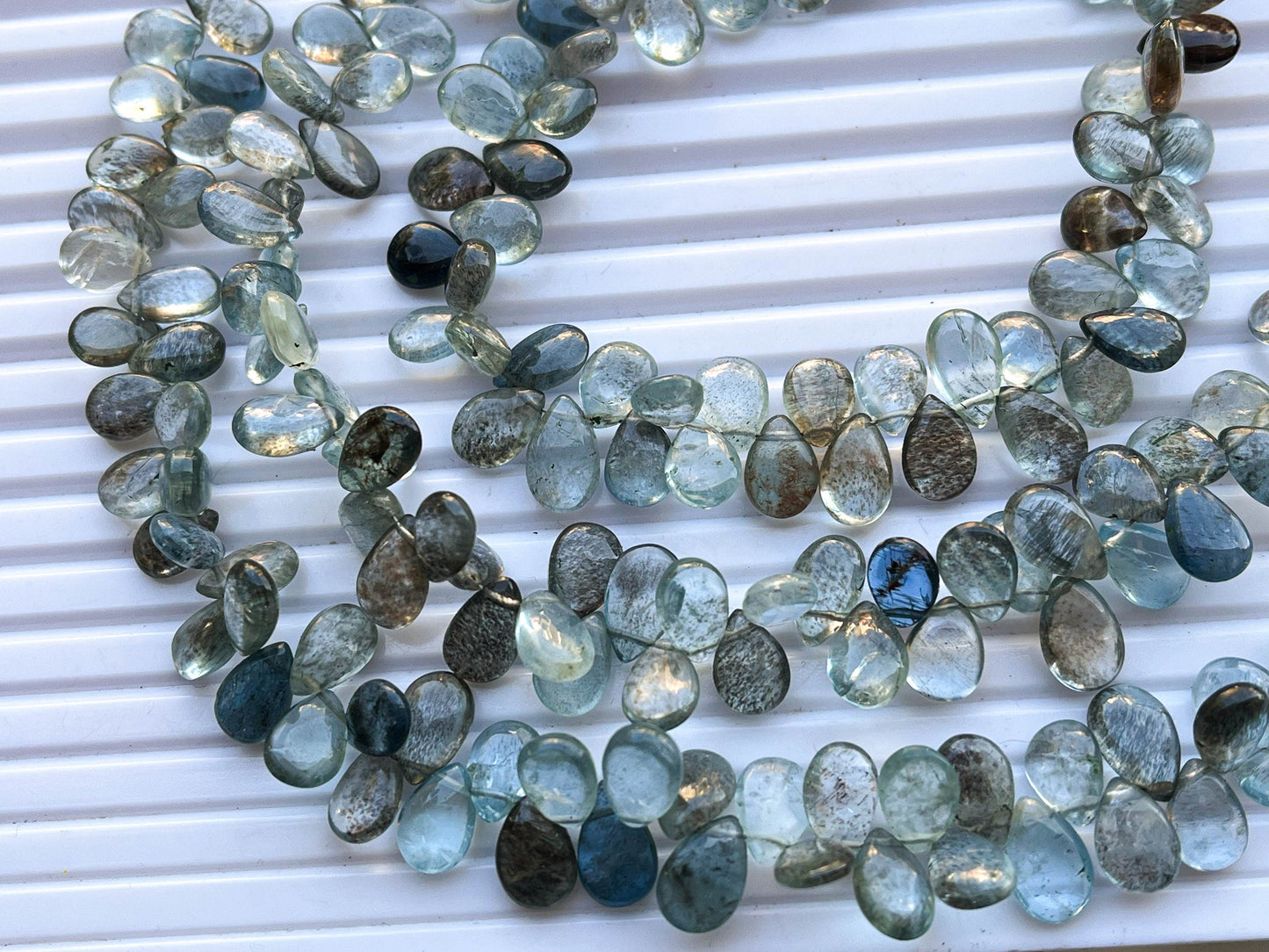 MOSS AQUAMARINE Pear Shape Briolette 55 Pieces Beadsforyourjewelry