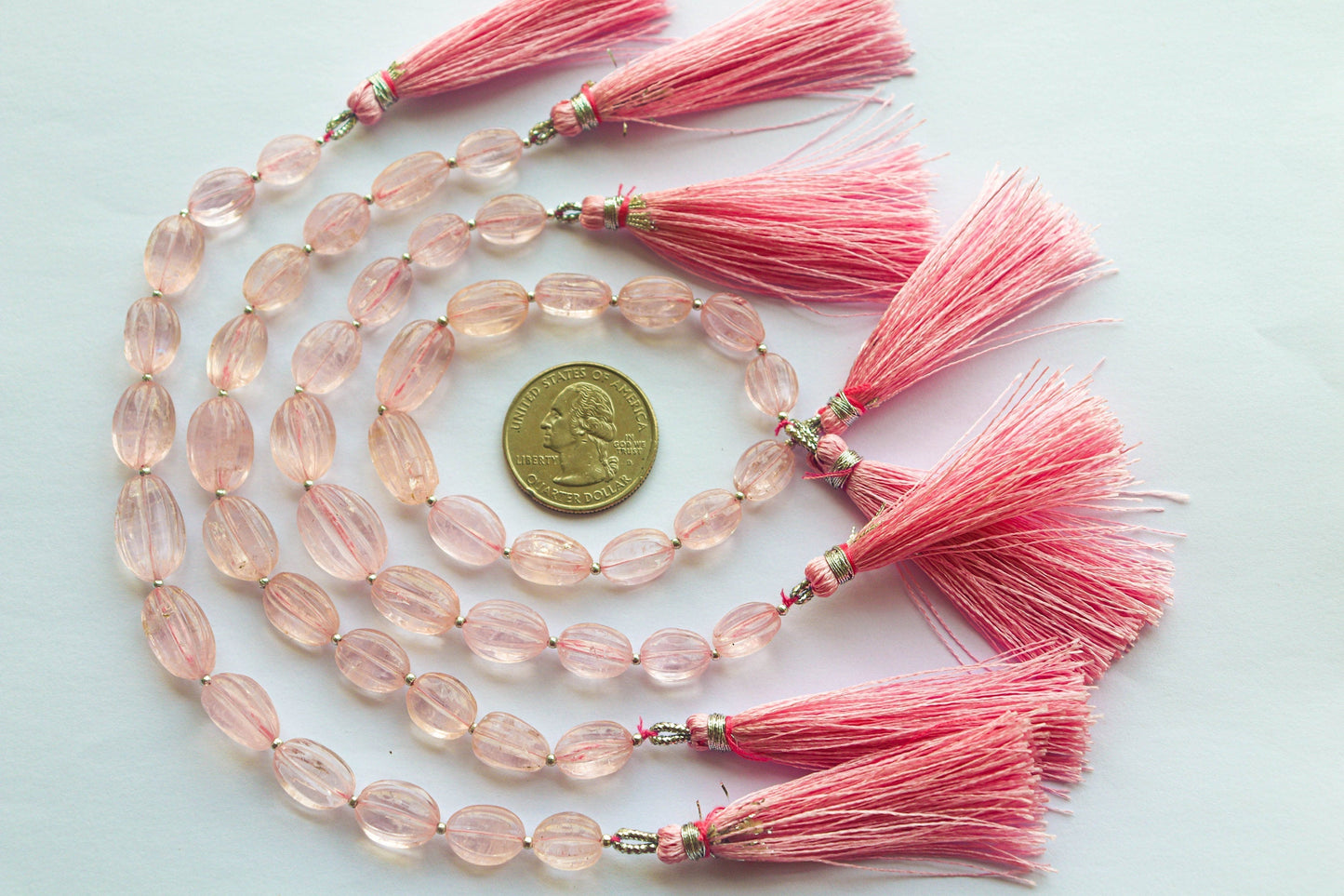 Morganite Beads Carved Tumble Shape | 8x10mm to 10x14mm | 6 inch | 12 Pieces | Center Drill | Natural Gemstone | Beadsforyourjewellery Beadsforyourjewelry