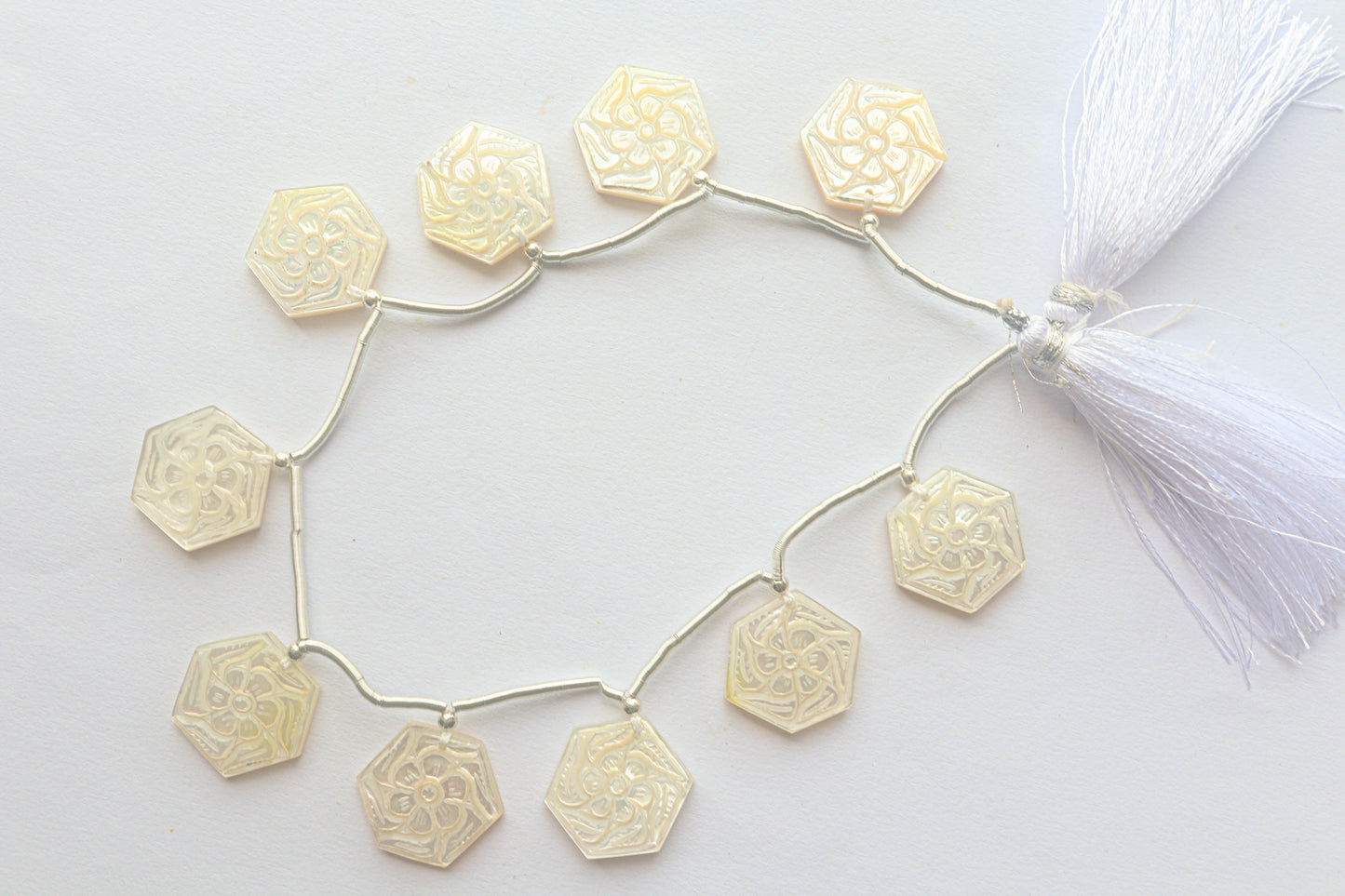 Mother of Pearl Carving Briolette Beads | 16x16mm | 10 Pieces | Natural Gemstone Beads for jewelry making | Beadsforyourjewellery Beadsforyourjewelry