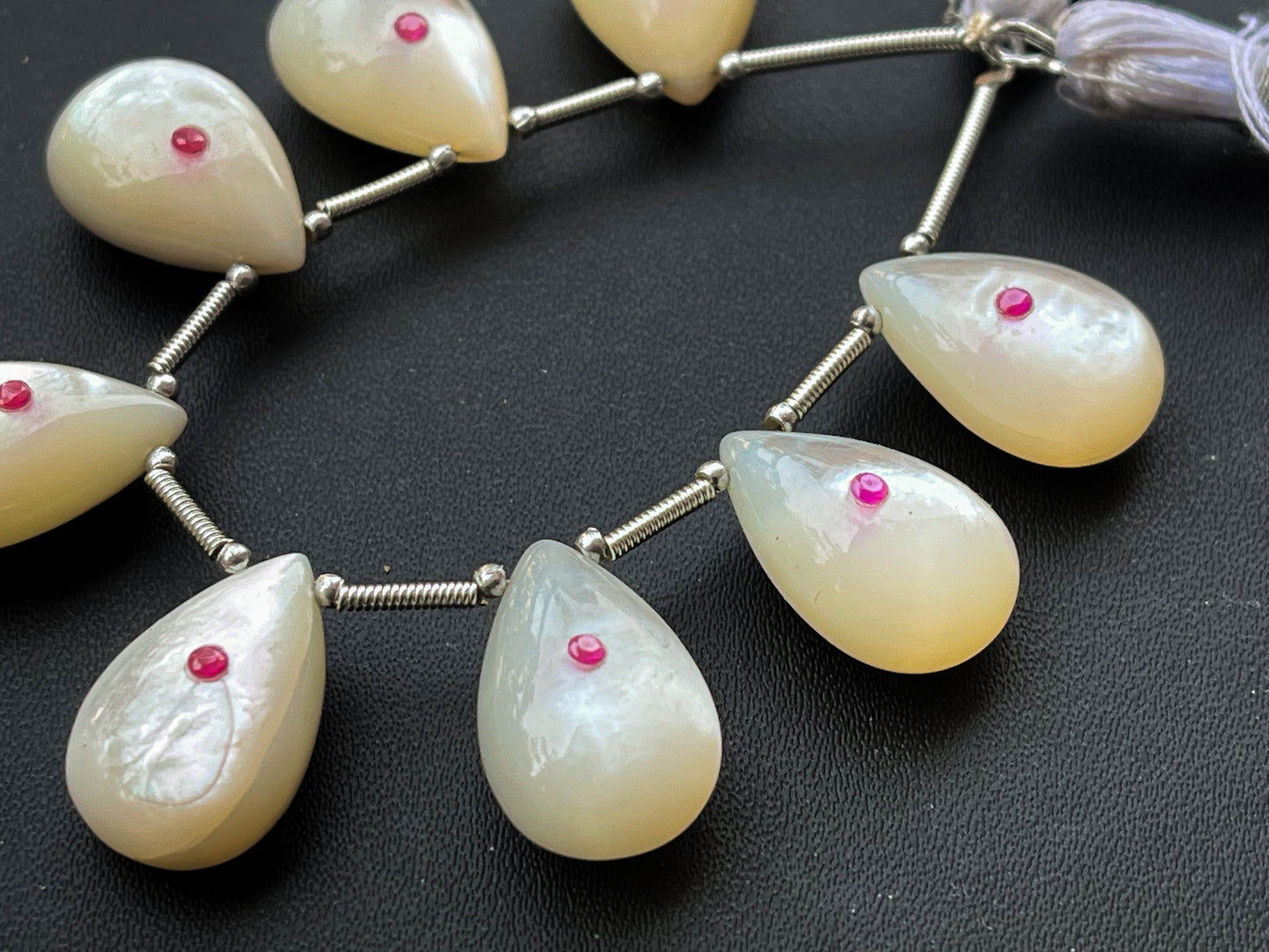 Mother of pearl and Cubic Zirconia Pear shape Beads Beadsforyourjewelry