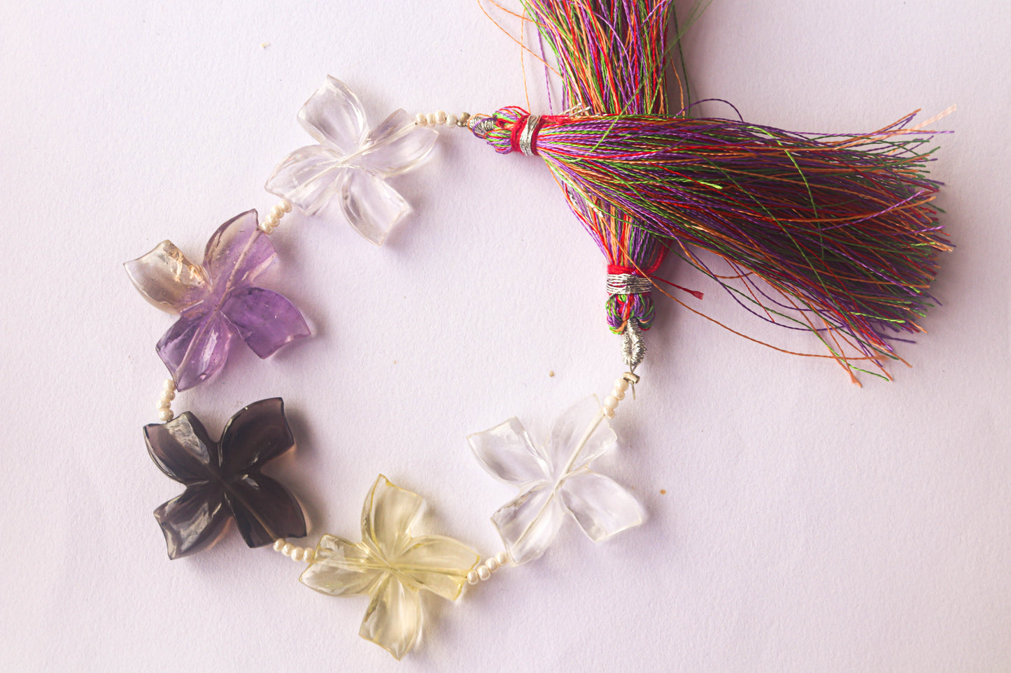 Multi Flower Carving Beads | Center Drill | 20x20mm | 5 Pieces | Natural Ametrine Gemstone | Beadsforyourjewellery Beadsforyourjewelry