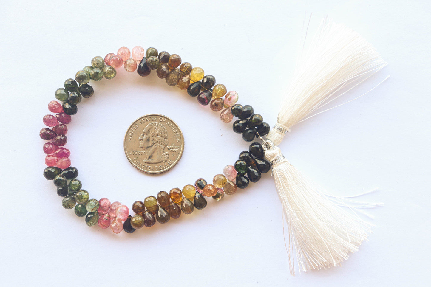 Multi Tourmaline Faceted Drops | 5x7mm | 9 inch | 88 Pieces | Natural Tourmaline Gemstone | Beadsforyourjewellery | BFYJ894 Beadsforyourjewelry