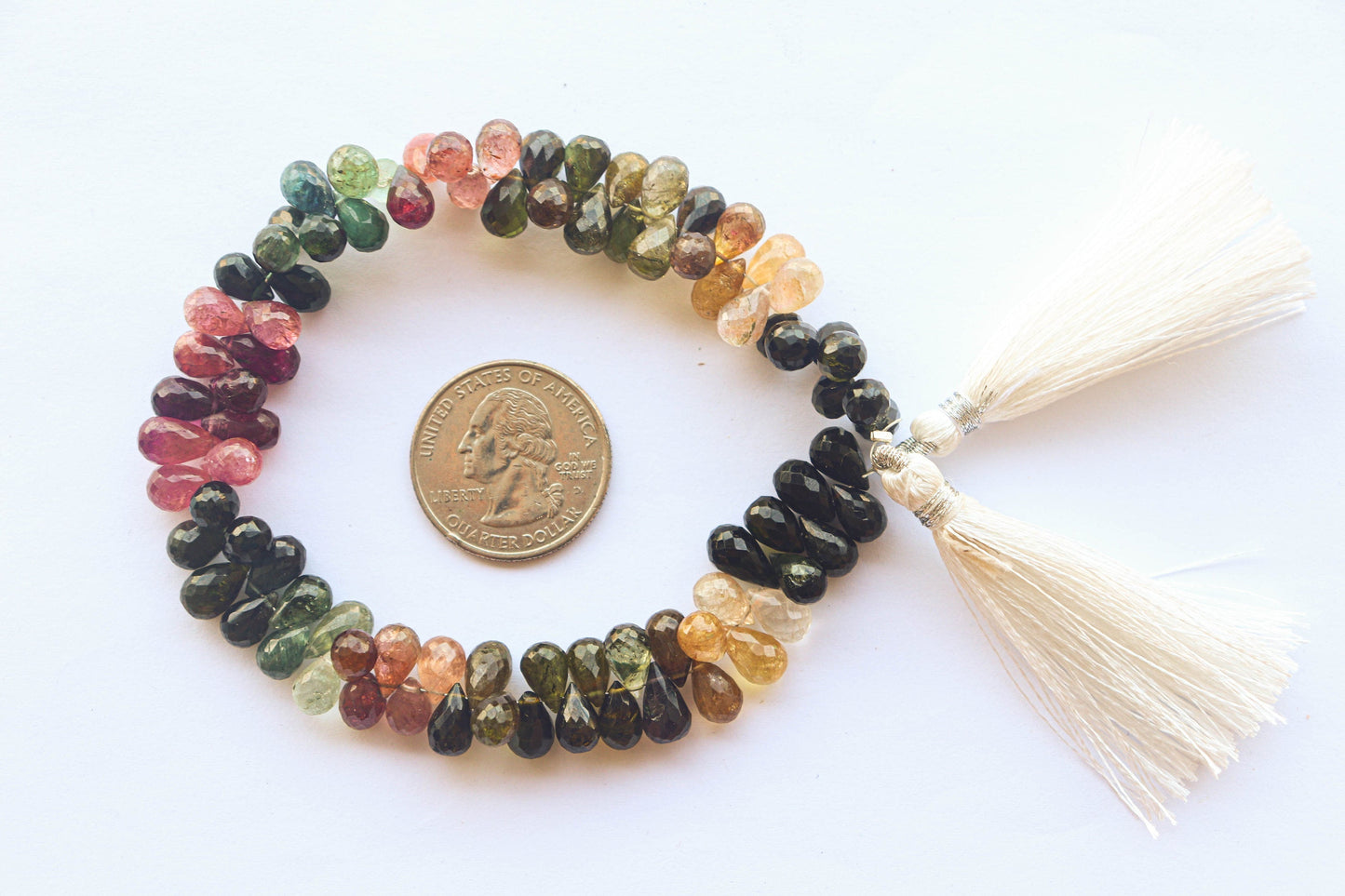 Multi Tourmaline Faceted Drops | 6x8mm | 9 inch | 85 Pieces | Natural Tourmaline Gemstone | Beadsforyourjewellery | BFYJ897 Beadsforyourjewelry