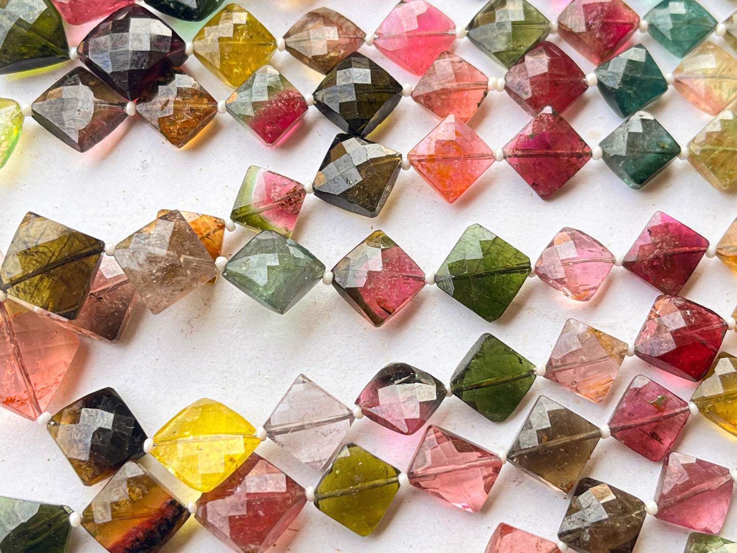 Multi Tourmaline Square Shape Faceted Beads Beadsforyourjewelry
