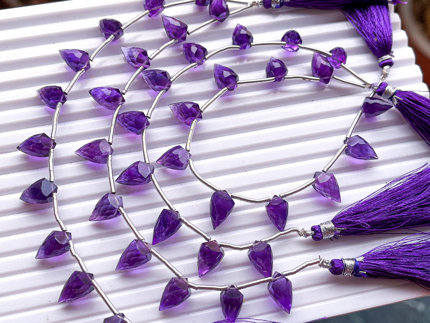 Natural Amethyst 4 Point Faceted Drops Beadsforyourjewelry