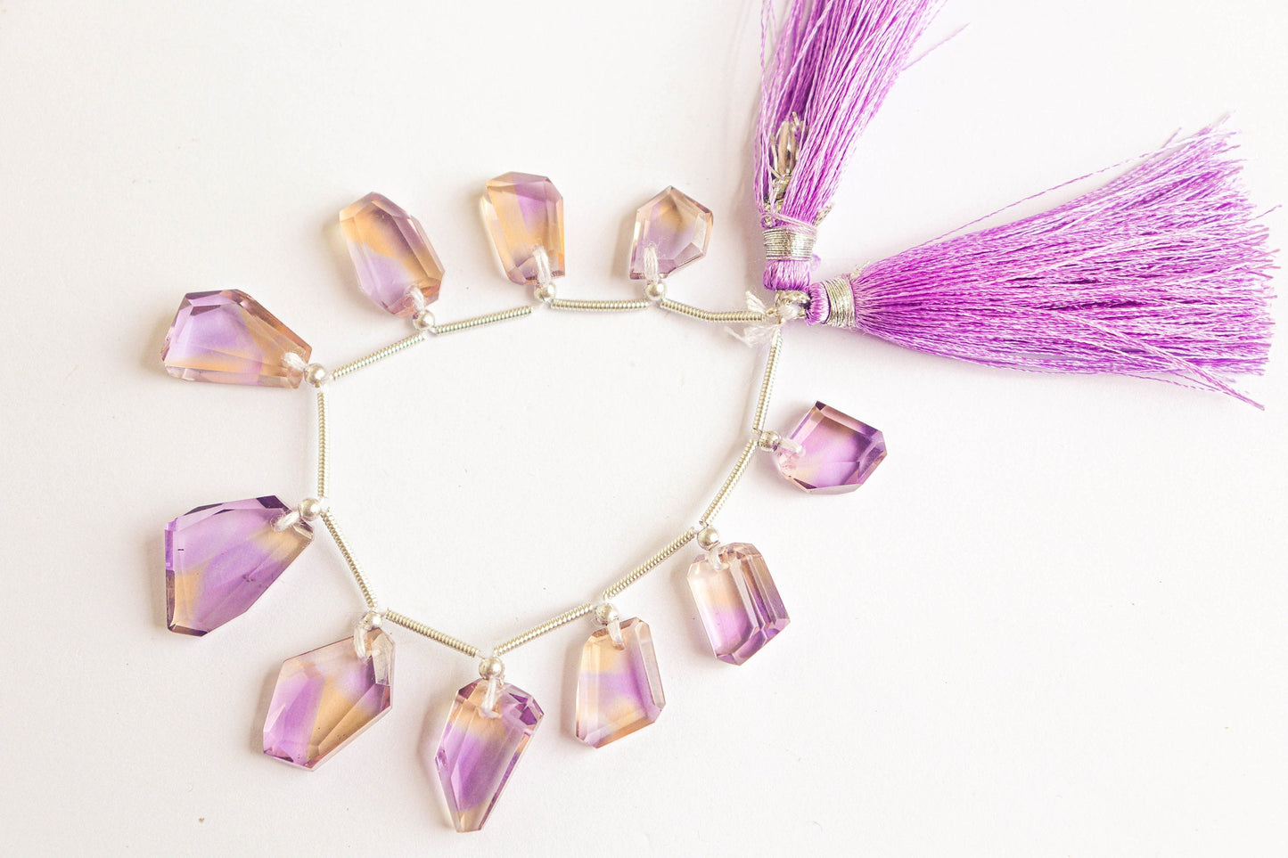 Natural Ametrine Beads Uneven Shape Faceted Tumbles | 10x12mm - 14x18mm | 10 Pieces | 7 inch | High Quality Ametrine | Beadsforyourjewellery Beadsforyourjewelry