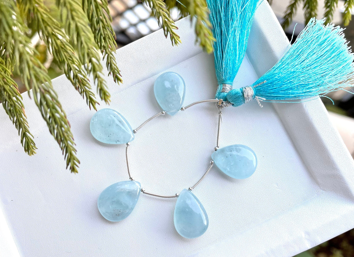 Natural Aquamarine Pear Shape Briolette | 14x18mm to 15x20mm | 5 Pieces String | Natural Aquamarine for jewelry Beadsforyourjewelry